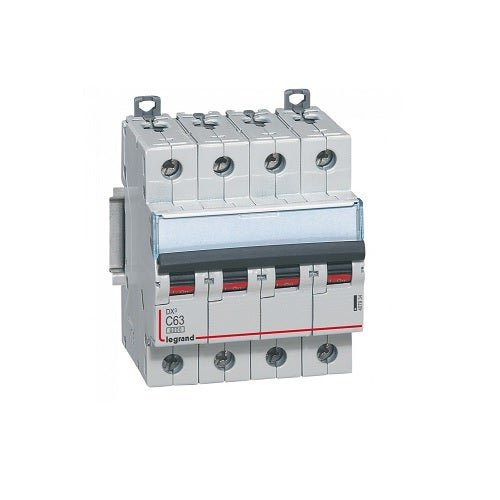 LEGRAND — قاطع MCB DX³ 6000، 10 ك.أ، 4 أقطاب، 400 فولت، 63 أمبير، منحنى C