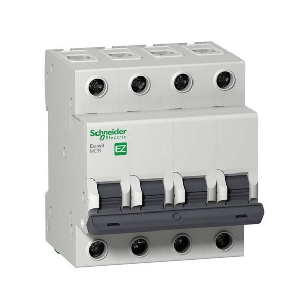 SCHNEIDER — قاطع MCB Easy9، 4 أقطاب، 63 أمبير، منحنى C، 6000 أمبير، 400 فولت