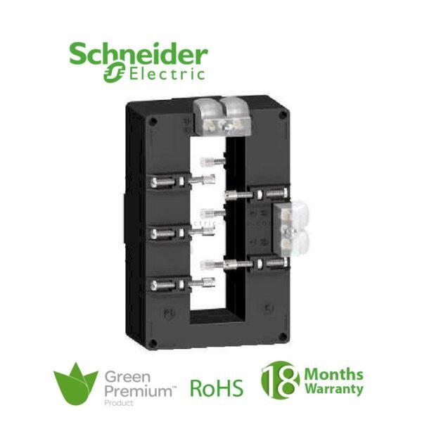 SCHNEIDER — محول تيار METSECT 5DB، 2000/5، مخرج مزدوج، للقضبان 38×127 مم، مقاوم للحرارة