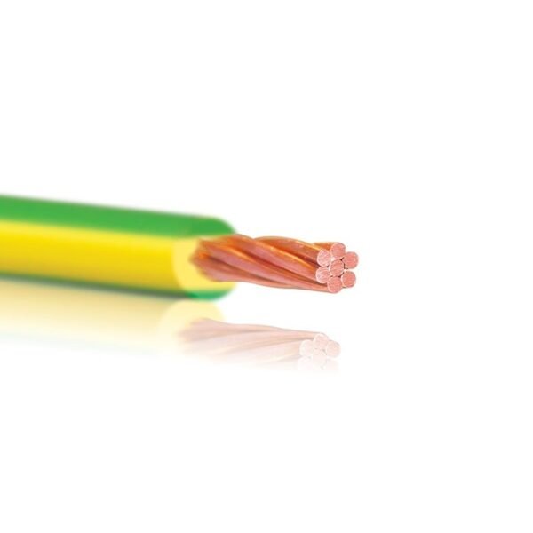BAHRA — كابل طاقة جهد منخفض 1×150 مم²، 450/750 فولت، أخضر/أصفر — BS EN 50525-2-31 / IEC 60227-3 / FR IEC 60332-1